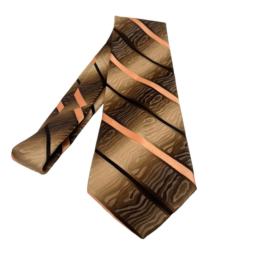 Wembly Santavelli Men's Tie Brown Tan with Peach & Black Accents 53.5" L 4" W